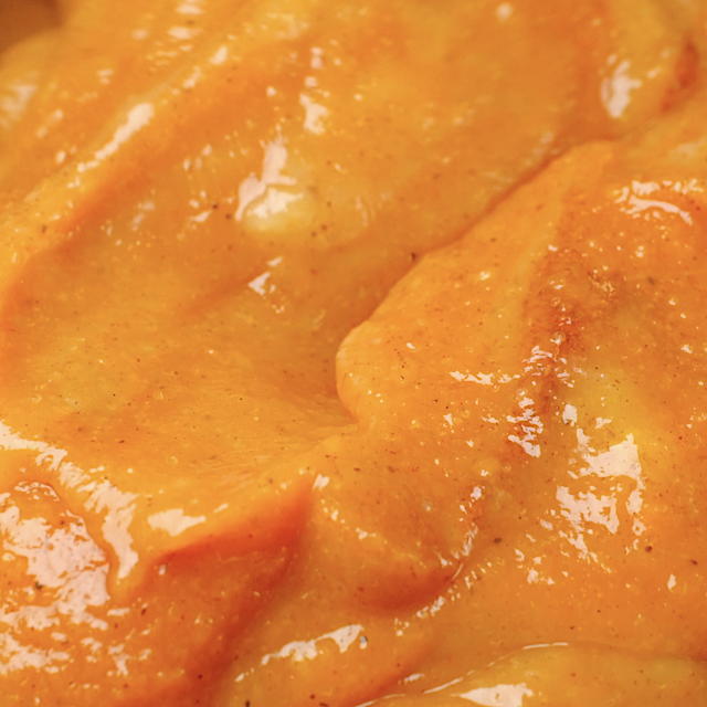 Closeup shot of pumpkin mixture for pumpkin trifle.