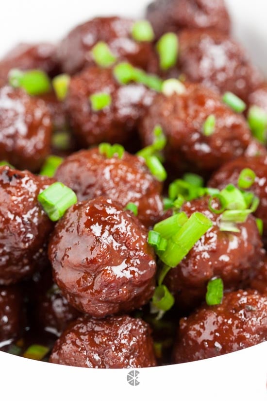 Crockpot Meatballs with Sliced Onions