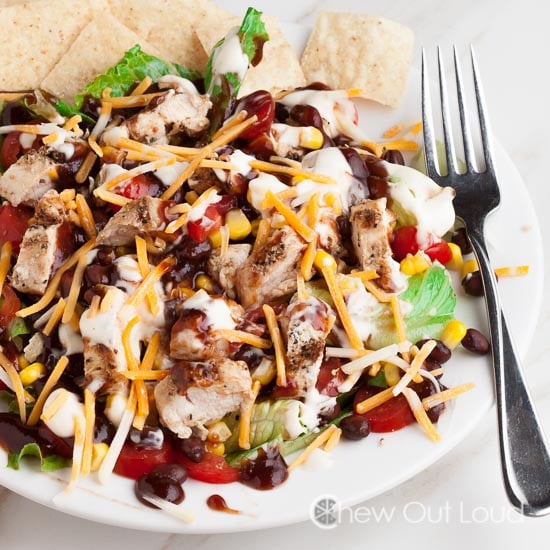 BBQ Ranch Chicken Salad in plate