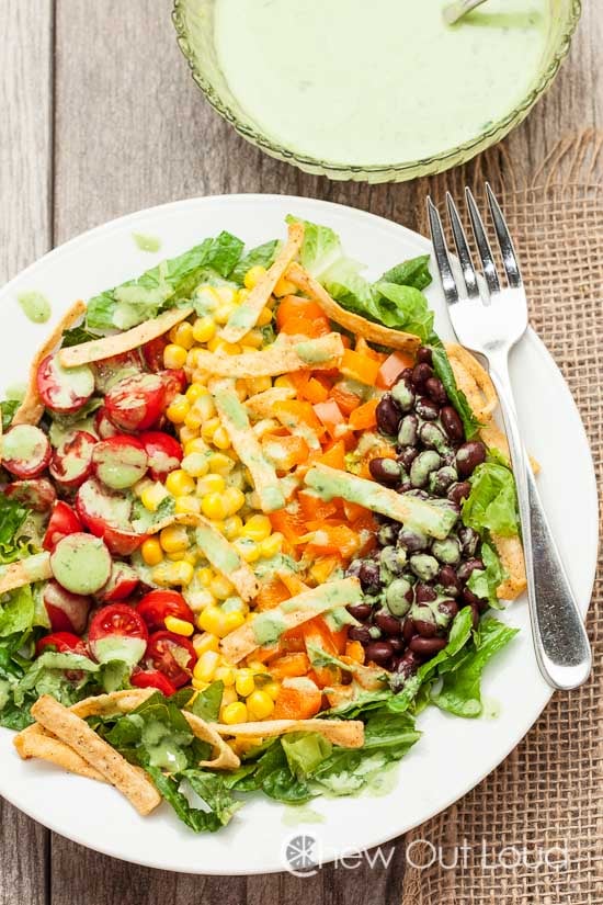 Southwestern Chopped Salad with Creamy Cilantro Lime Dressing - Chew ...