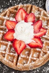 Wheat Waffle with Strawberry and Whipped Cream