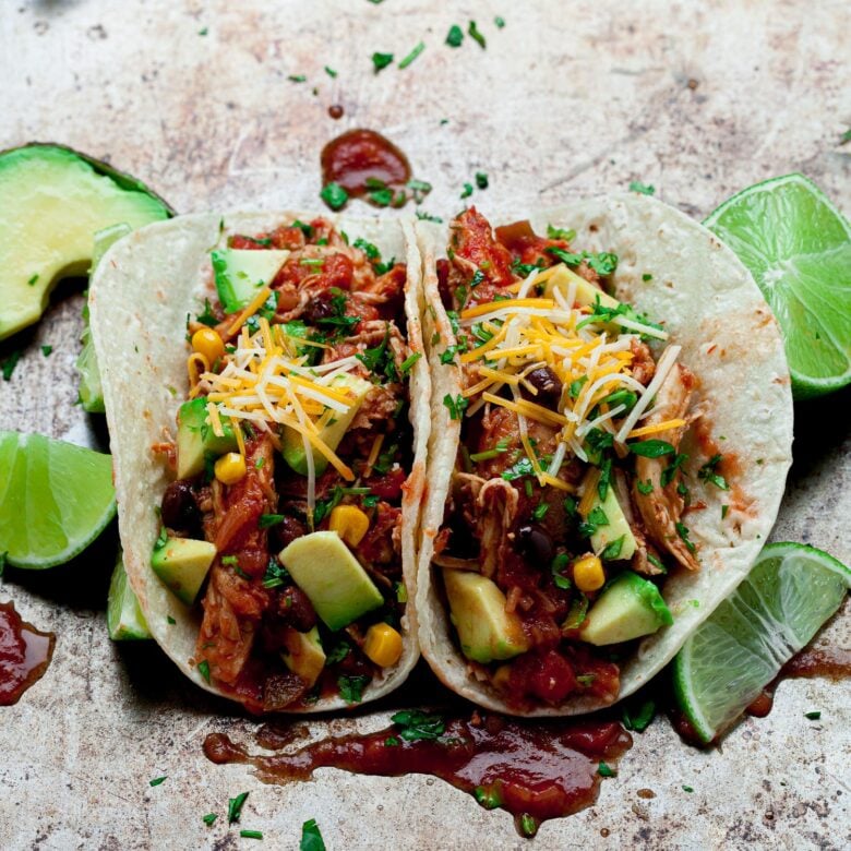 Crockpot Salsa Chicken Tacos