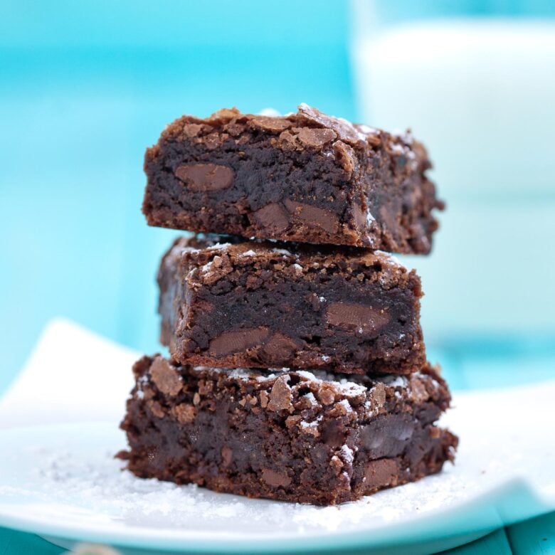 Fudgy Brownies Stacked on top of one another