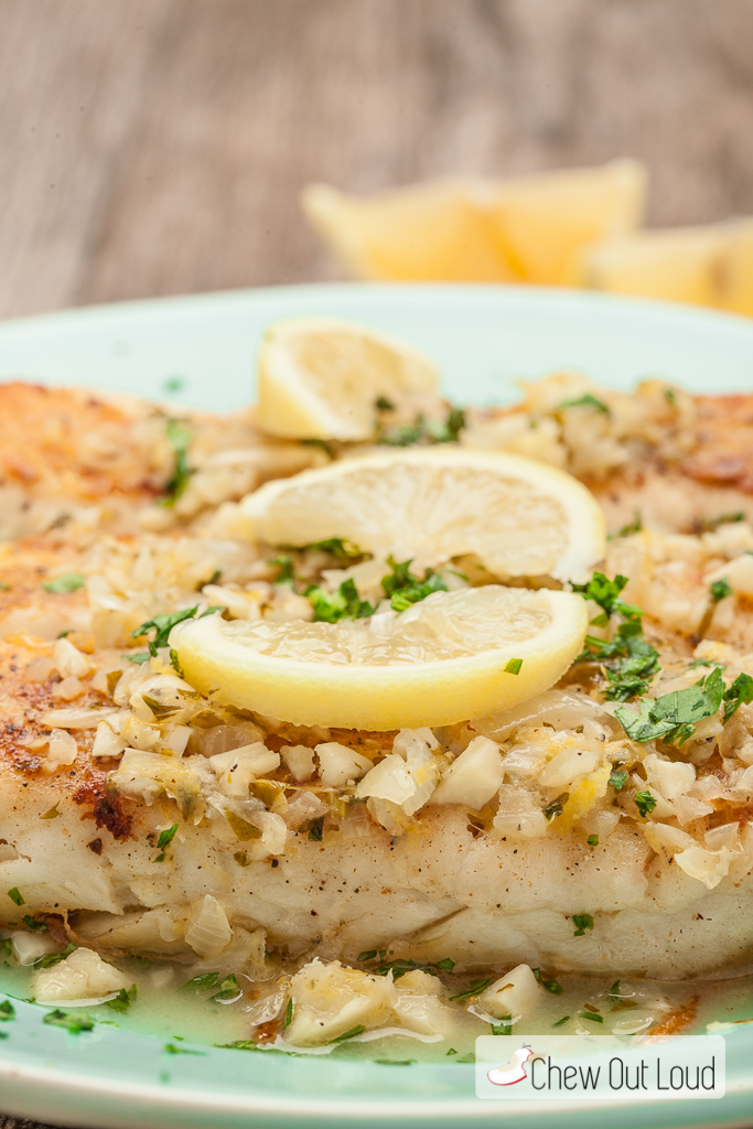 white fish with lemon butter sauce