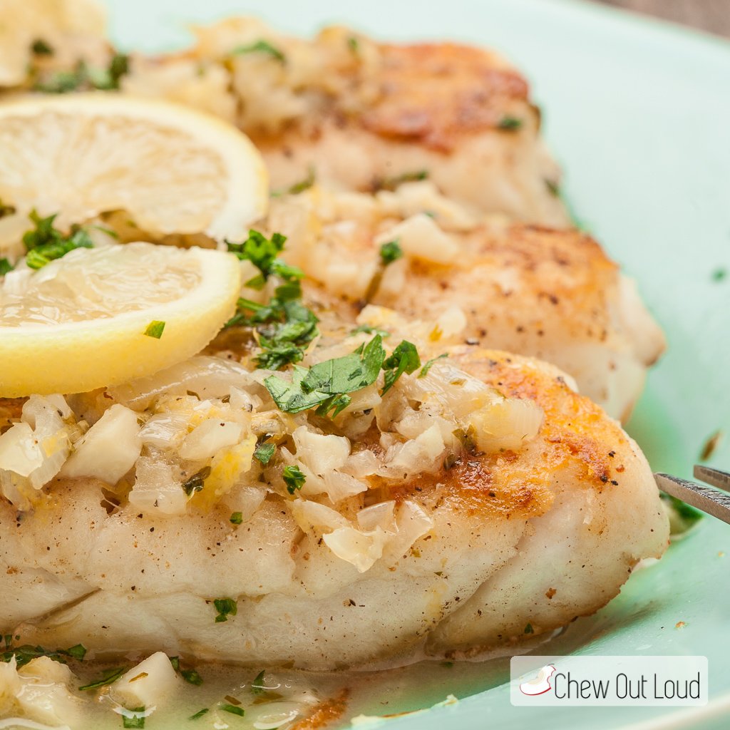 white fish with lemon butter sauce