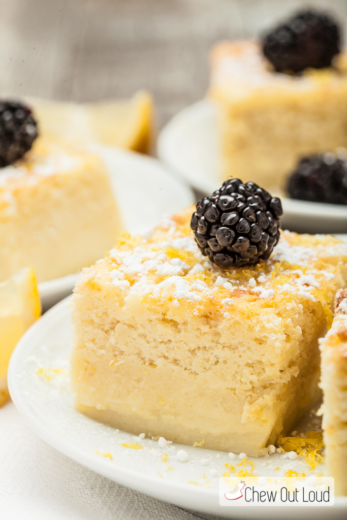 Lemon sponge cake with custard