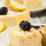 Lemon Magic Custard Cake with Blackberry