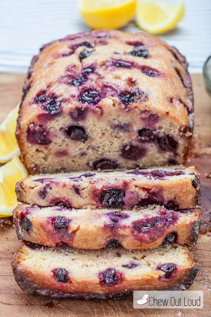 blueberry lemon bread with lemon glaze