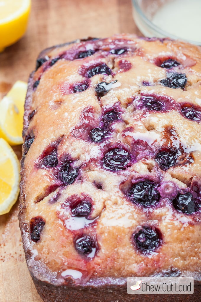 blueberry bread with lemon glaze