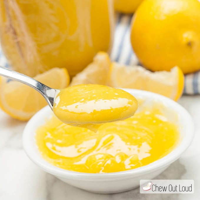 lemon curd on a spoon