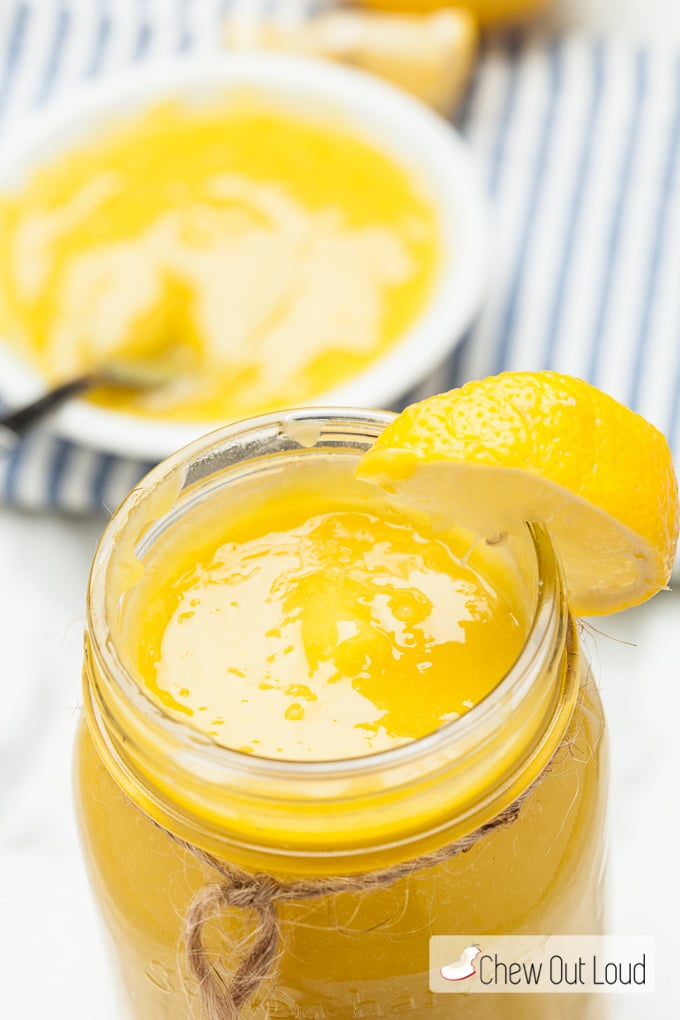 Homemade lemon curd in a jar