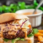 asian burgers with sriracha mayo