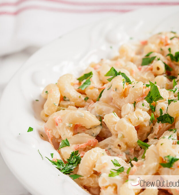 Hawaiian Macaroni Salad with Chopped Parsley