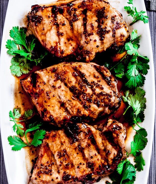 grilled pork chops with honey mustard sauce