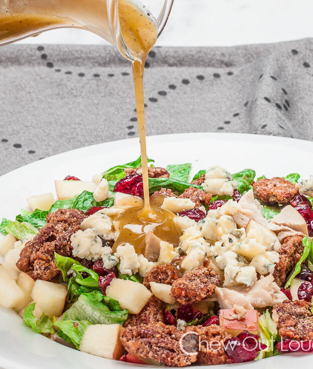 Chopped Apple, Candied Pecan and Blue Cheese Salad with Pouring Sauce