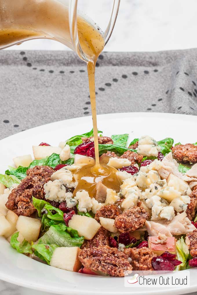 Chopped Apple, Candied Pecan and Blue Cheese Salad with Pouring Sauce