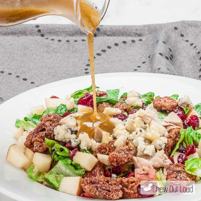 Chopped Apple, Candied Pecan and Blue Cheese Salad with Pouring Sauce