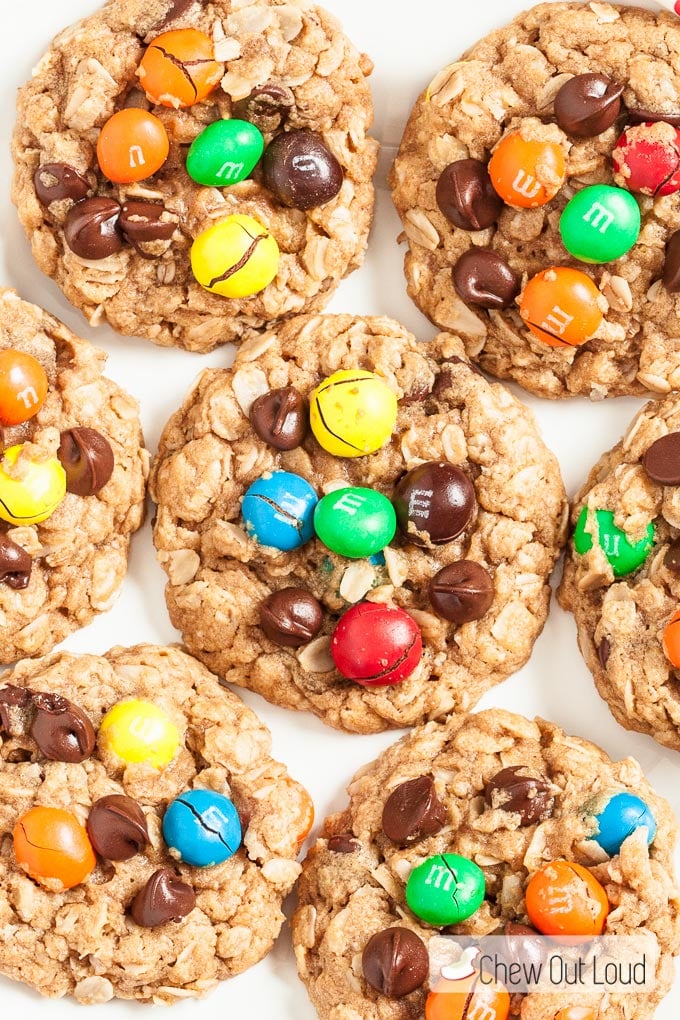 Monster Cookies with oats and M&M's