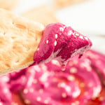 Beet Hummus with Pita Chips and Sesame Seeds