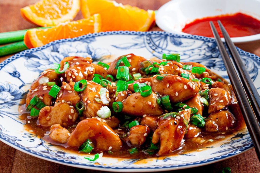 orange chicken on a plate