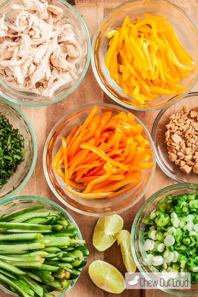 Vegetables and Meat for Thai Peanut Noodles