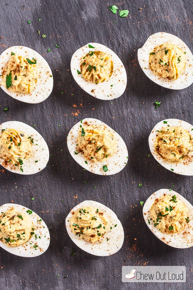 deviled eggs on a dish