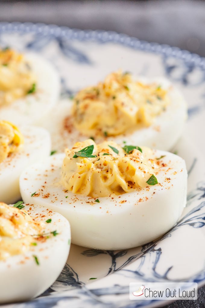 deviled eggs on a dish