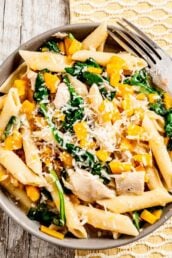 Butternut Squash Penne Pasta in a Bowl