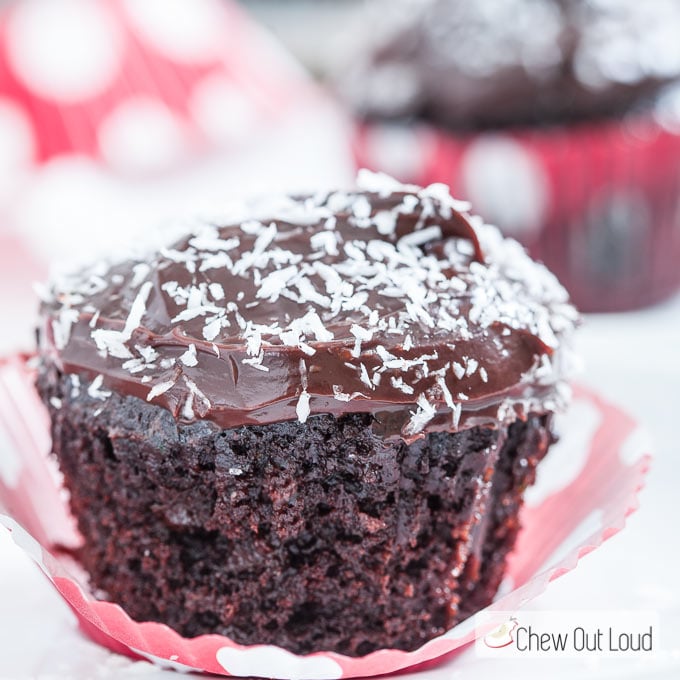 Chocolate Zucchini Cupcakes with Shredded Coconut