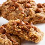 pumpkin oatmeal cookies on a white plate.