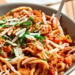 Turkey Bolognese with Chopped Parsley and Grated Parmesan