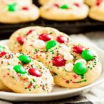 m&m cookies, christmas cookies, christmas m&m cookies
