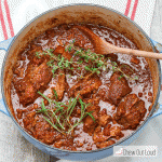 A pot of Pork Ragu with herbs