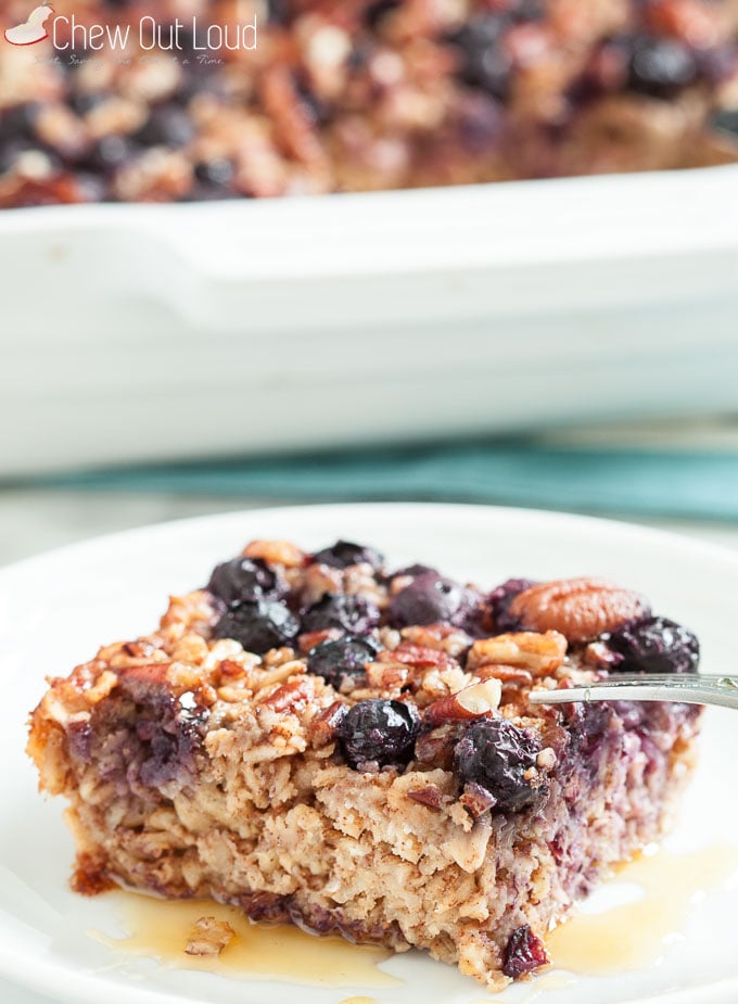 Baked Blueberry Oatmeal (GF) - Chew Out Loud
