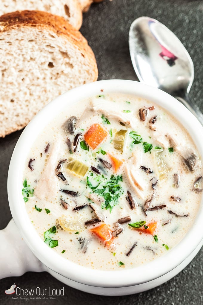 creamy chicken wild rice soup GF