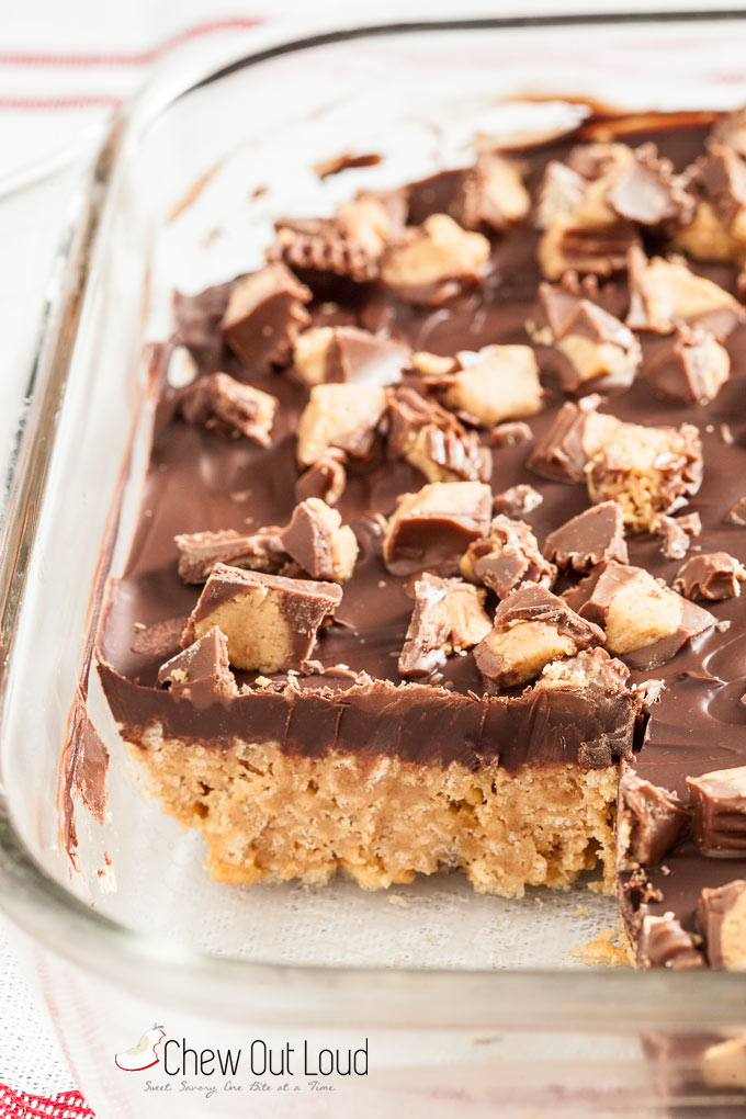 chocolate peanut butter crispy bars 2