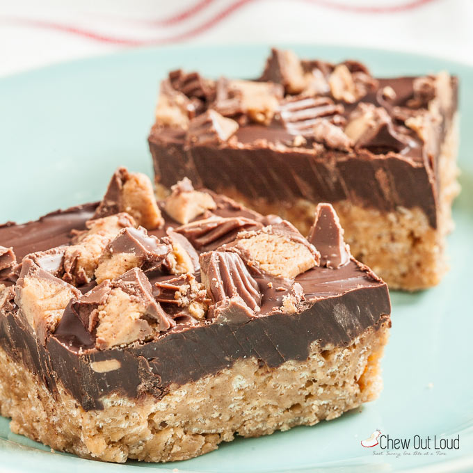 chocolate peanut butter crispy bars 3