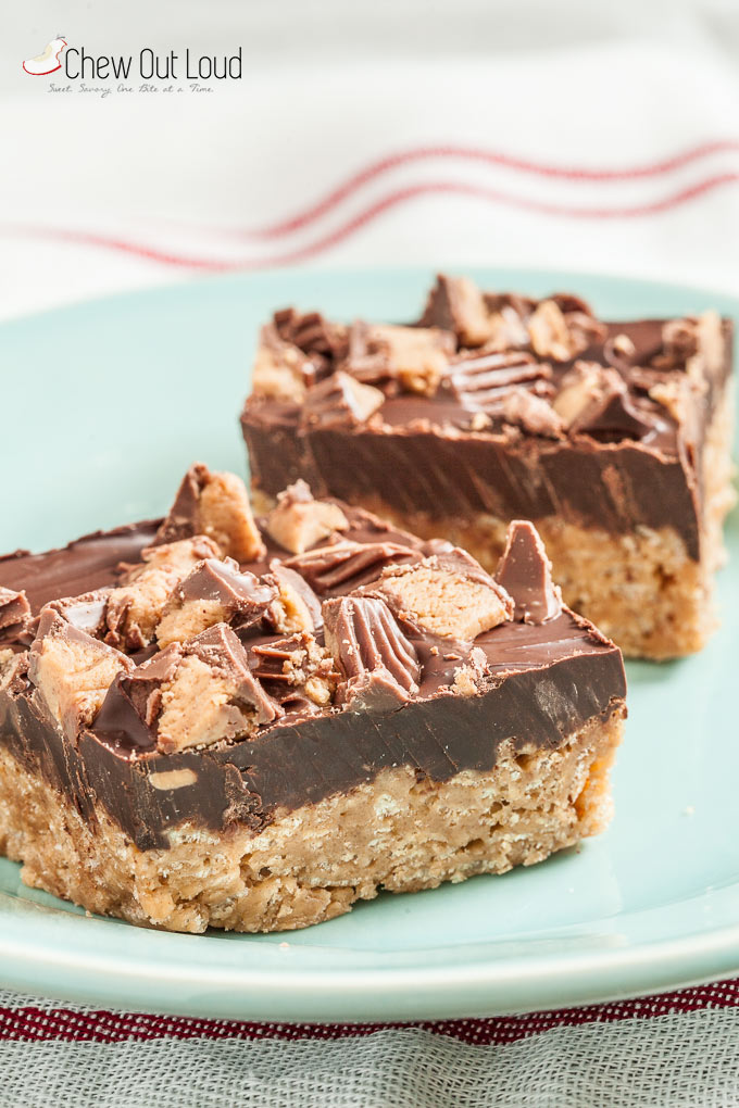 chocolate peanut butter crispy bars 4