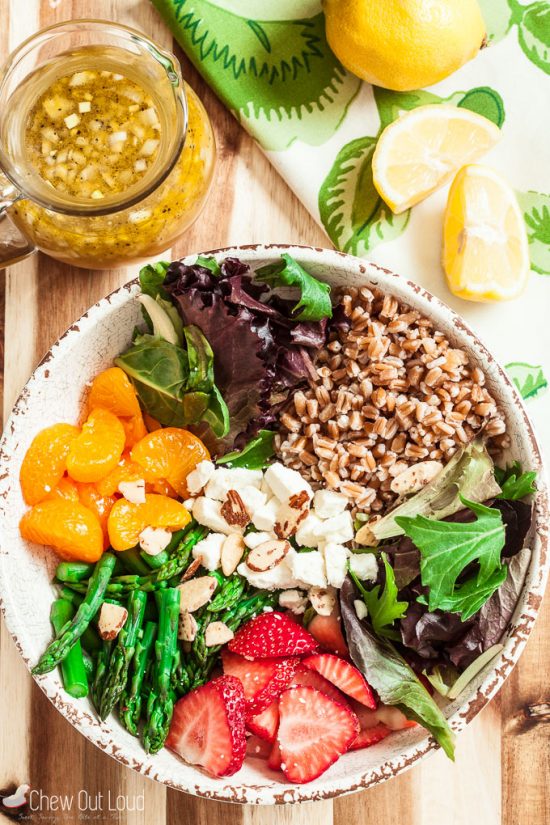 strawberry asparagus farro salad