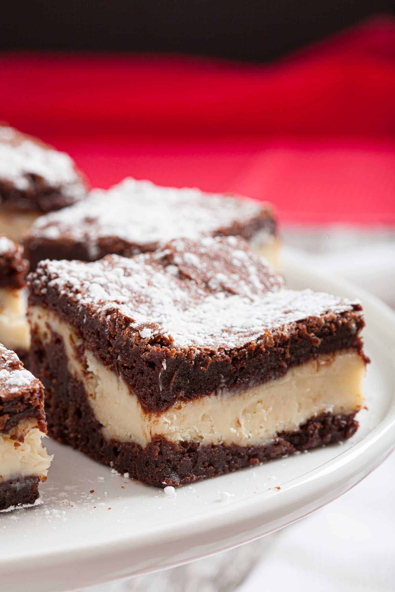 Close up of Cheesecake Brownies on a plate.