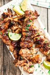 Grilled chicken skewers
