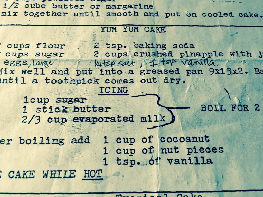 Original Pineapple Cake recipe originally called "Yum Yum Cake"