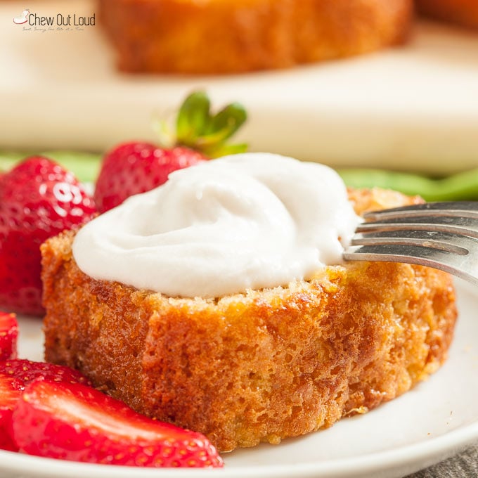 pineapple cake slices with whipped cream