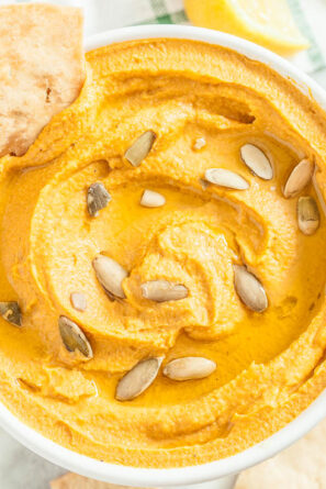 Pumpkin Hummus Dip with Chips