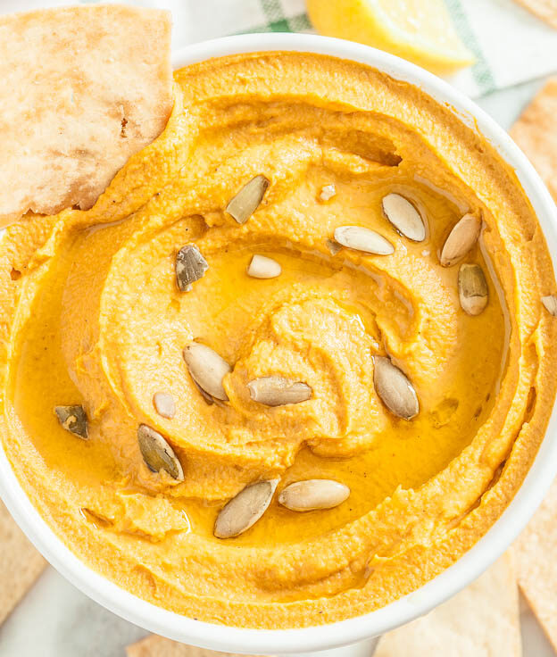 Pumpkin Hummus Dip with Chips