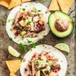 Hawaiian Chicken Tacos with pineapple and salsa.