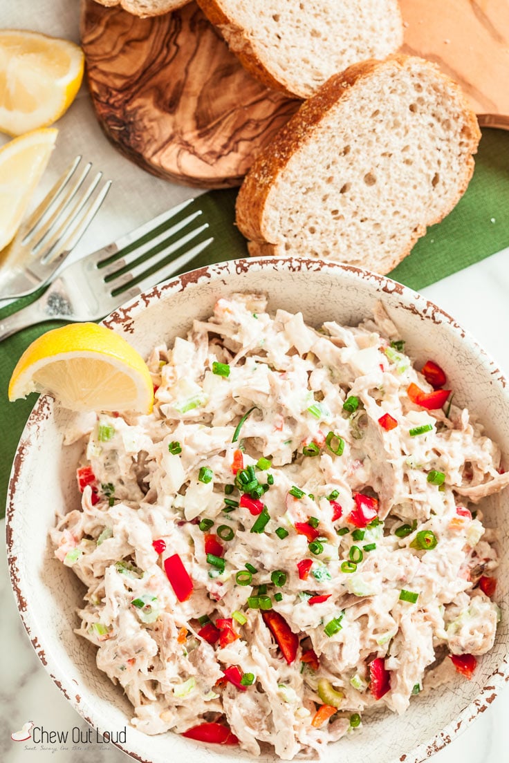 rostisserie chicken salad in a bowl