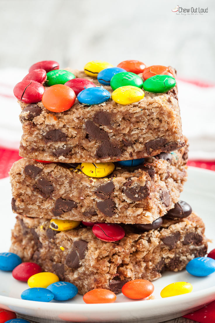 Chewy Monster Cookie Bars (One-Bowl!) - Chew Out Loud