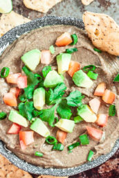 Black Bean Avocado Dip with Tortilla Chips