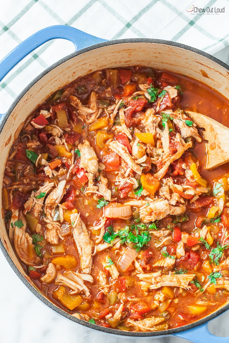 chicken chili in a pot
